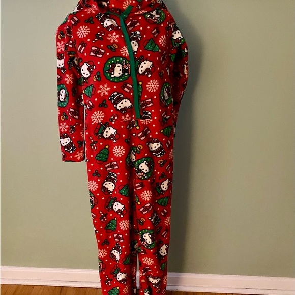 Women’s Hello Kitty Holiday Hooded Footed Onesie Size Small - Picture 2 of 5